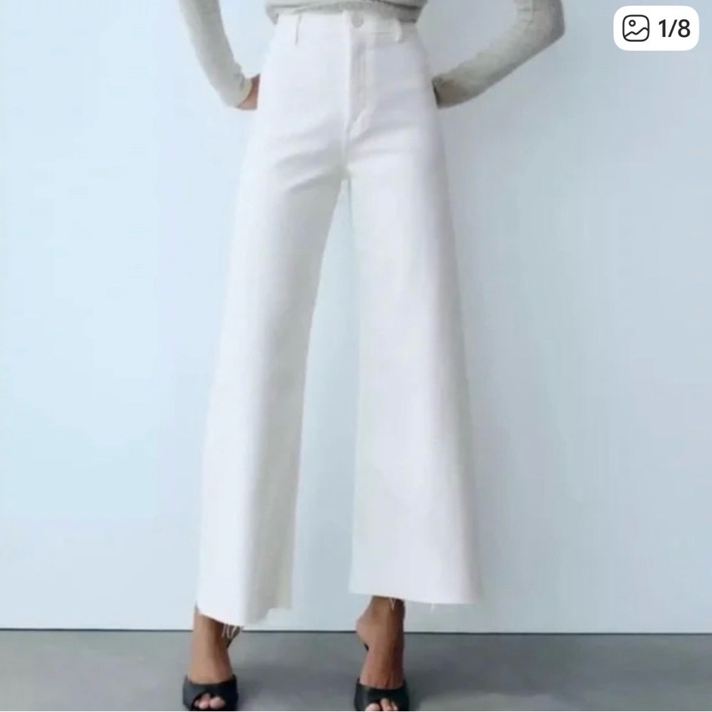 Zara White Marine Wide-Leg Jeans
